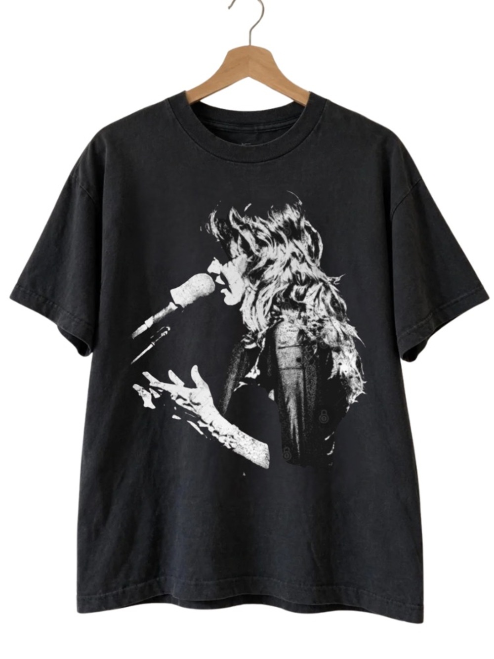 Black Graphic Stevie Nick Print Short-Sleeve Tee